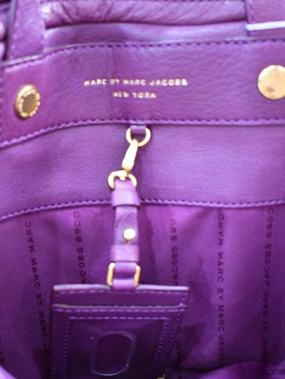 Marc by Marc Jacobs Purple Leather Laptop Satchel with Gold Hardware